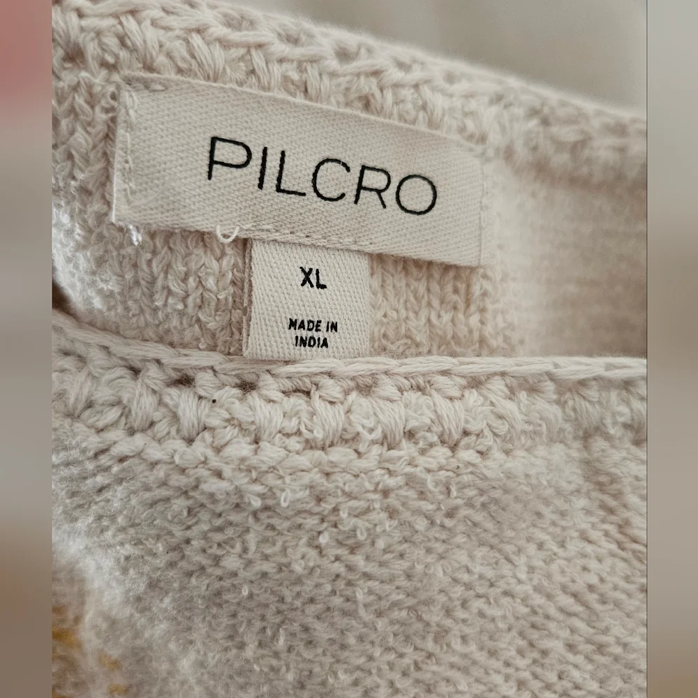 Anthropologie Floral Knit Square-Neck Tank Top - Cream with Pink Floral Size XL - Picture 8 of 8